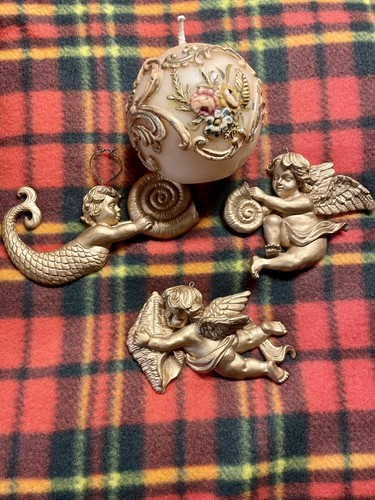 Set vintage gold cherub - of, 3