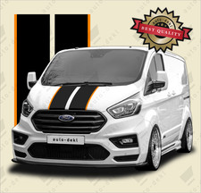 Bonnet Stickers For Ford Transit Custom Van Stripes BLACK & ORANGE Vinyl Decals