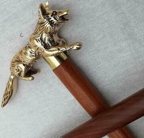 Brass wolf head vintage golden - wolf,
