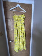 Zara Yellow Floral Long Spaghetti Strap Summer Dress Size S