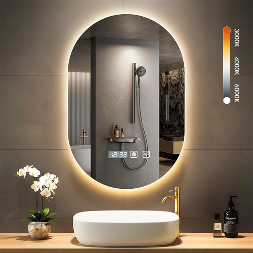 Oval illuminated bathroom - oval,