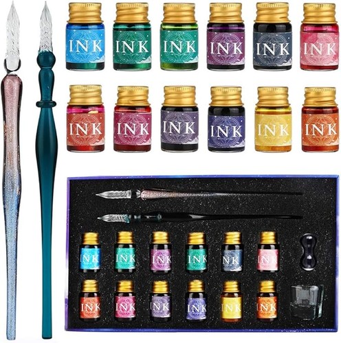Glass dip pen set - glass,