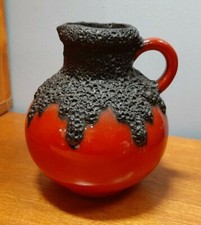 Mid Century ROTH Keramik Red & Black Fat Lava Jug 19cm