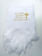 Personalised Baby Shawl Large Blanket Embroidered Christening Baptism gift