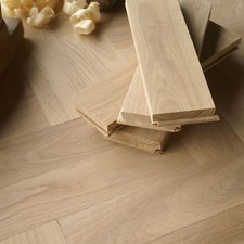 10" Prime Grade Herringbone Parquet Flooring - Real Oak Wood - Unfinished H25P
