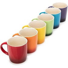 Mugs Set of 6 Multi-Coloured 312ml 11oz Stoneware Colour Coffee Tea Cups Rainbow