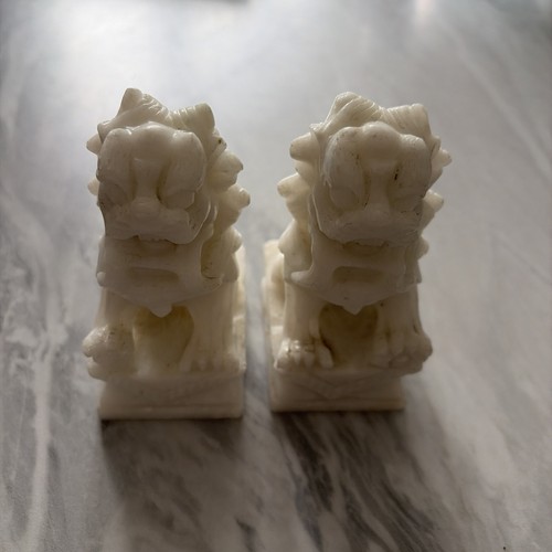 Antique foo dog white - antique, marble