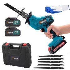 21V Cordless Reciprocating Saw Kit 2Batteries Hand Saw Blades Wood Metal Cutter