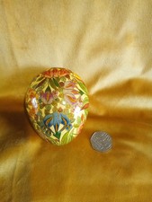 Vintage Hand Painted Papier Mache Decorative Egg Trinket Box 