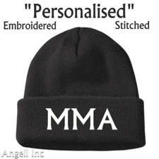 MMA CAGE FIGHTER GIFT BIRTHDAY WOMEN MENS Black Beanie Hat Personalised WORK GYM