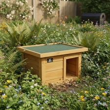 WOODEN HEDGEHOG HOUSE FEEDING STATION HIBERNATION  HUT OUTDOOR WILDLIFE NEST BOX