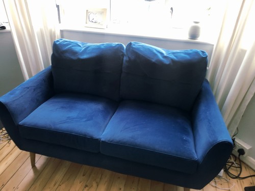 Wilson blue velvet seater - blue,