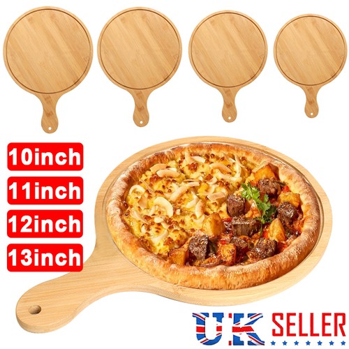 Round wooden pizza serving - wooden,