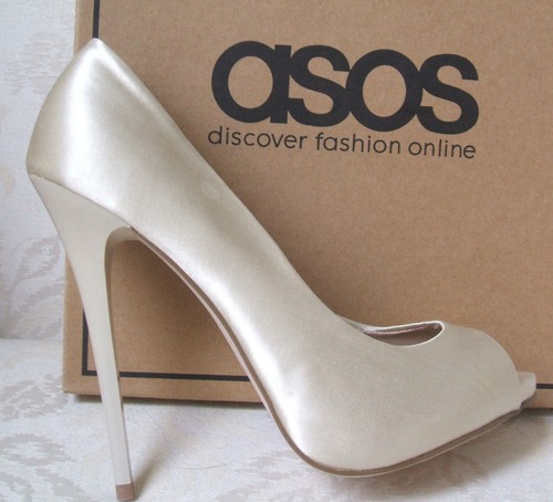 Asos ivory cream satin high - cream,