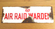 GENUINE WW2 ARP AIR RAID WARDEN METAL & ENAMEL SIGN Red & White