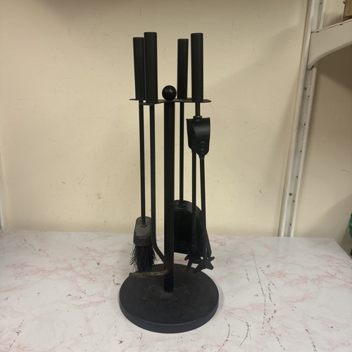 Vintage black metal fireplace - metal,