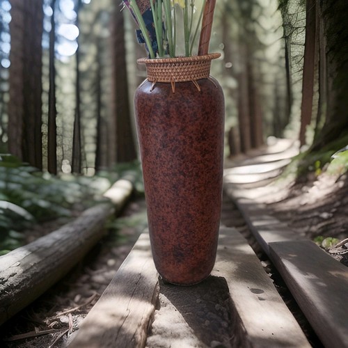 Tall brown ceramic - brown, cylindrical