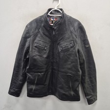 Barbour Arielston Black Heavy Leather Cafe Racing Biker Motorcycle Jacket XL