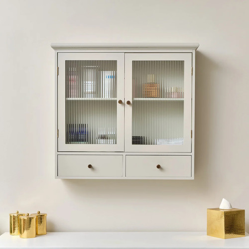 Pale taupe reeded glass wall - pale,