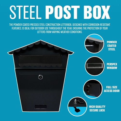 Black steel post - black, box