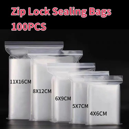 100 small clear plastic bags - 100,