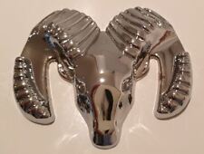 3D Quality Metal Goat Sheep Horn Head Car Styling Sticker Badge - Silver