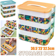 Storage Boxes for Lego Building Blocks 3-Tier Stackable Adjustable Compartments