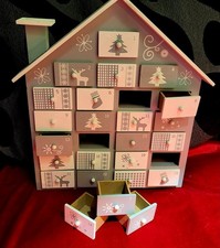 Creofant Grey And White Hand Crafted Wooden Advent Calendar With 24 Drawers.
