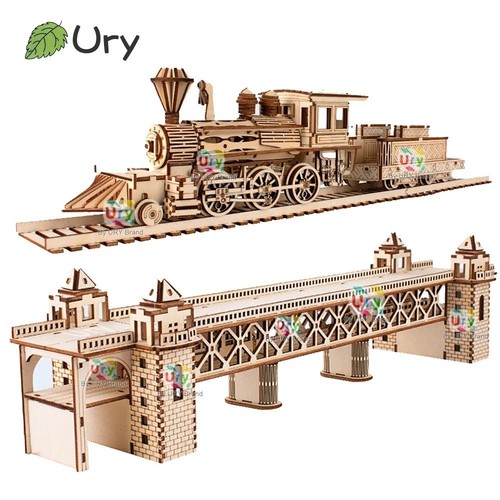 Wooden puzzle airship model - 3d,