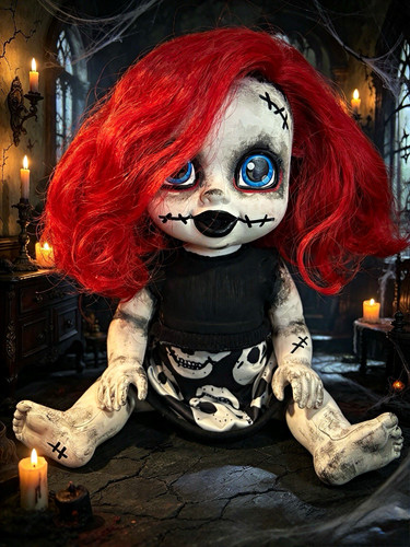 Gothic horror art - doll, girl