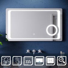 LED Illuminated Bathroom Mirror with Shaver Socket Demister Touch/Button Switch