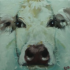 Cow #1474 - 12x12" original oil painting by Roz