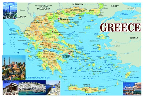 Greece map poster - greece,