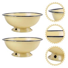2pcs Enamelware Bowl Chinese Enamel Bowl Mixing Soup for Kitchen Enamel Bowl