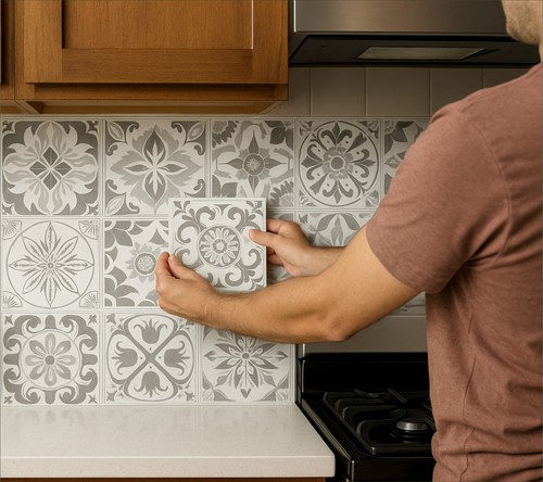 Tile stickers grey - stickers, mosaic