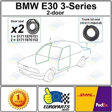 BMW E30 3 Series 2-Door Coupé 3 Piece Rubber Weatherstrip Set for Doors & Trunk