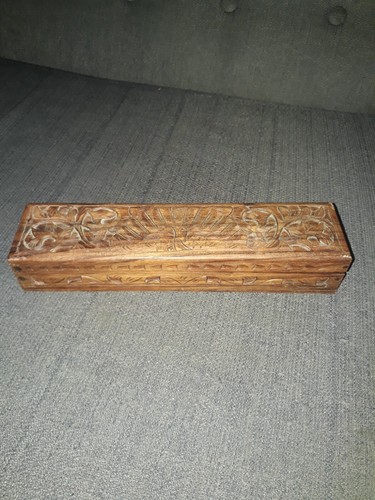 Vintage carved wooden box - vintage,