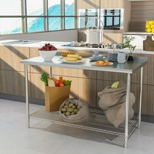Stainless Steel Catering Prep Table Commercial Kitchen Work Table w/ Undershelf