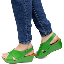Ladies Women Open Toe Slip On Mid Heel Wedge Hook And Loop Casual Summer Sandals