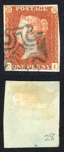 1841 penny red plate - 1841, 28