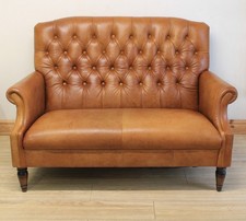 Laura Ashley Lancaster Tan Brown Leather 2 Seater Sofa