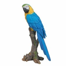 Vivid Arts - Yellow Macaw Perched on Tree Stump Garden Decoration (XRL-MCW7-B)
