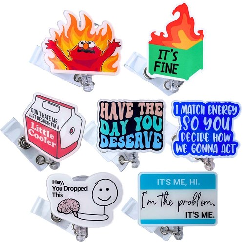 7pc funny badge reel - funny,