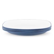 Set of 4 Dinner Plates Blue Square Dishwasher Safe Microwave Safe 9 Inch Bayside
