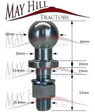 Tow Bar Drawbar Towing Ball Hitch Pin 25 Thread 50mm Ball
