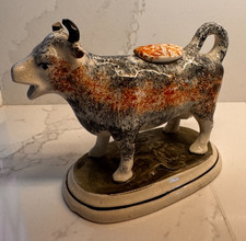 Antique Staffordshire Pearlware Pottery Cow Creamer  19th century