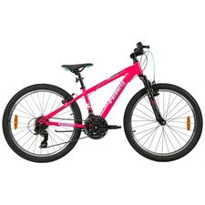 24 Inch Team Mountain Bike Pink Girls Kids Bicycle Front Suspension Outdoor Ride