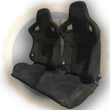 Pair Suede Alcantara BB6 Reclining Titling Car Bucket Sports Racing Seats BLACK