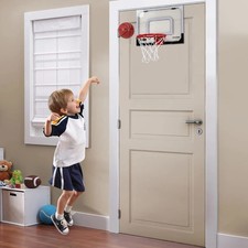 Mini Basketball Hoop Net Indoor Over the Door Backboard W/ 2 PVC Balls Game Set