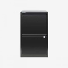 Bisley A4 Filing Cabinet 2 Drawer Flush Handle Black | 24 Hour Weekday Delivery